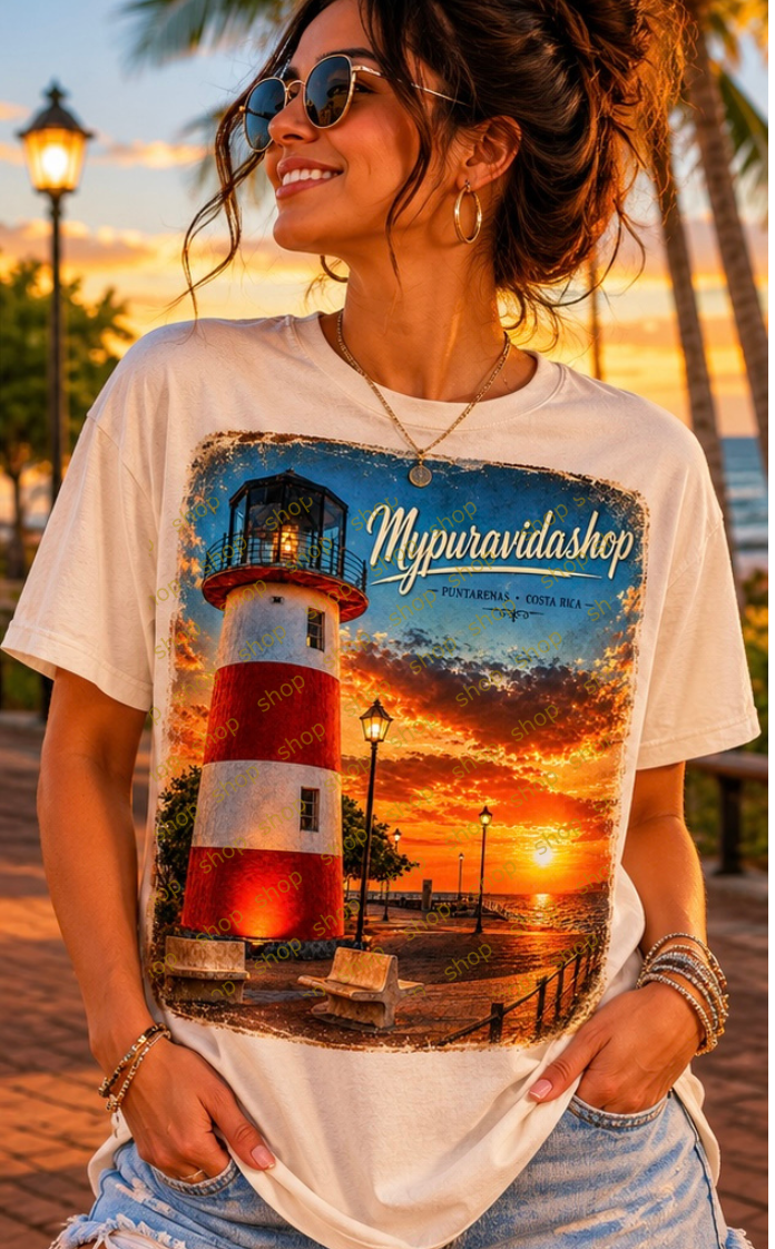 Costa Rica Lighthouse Sunset Tee