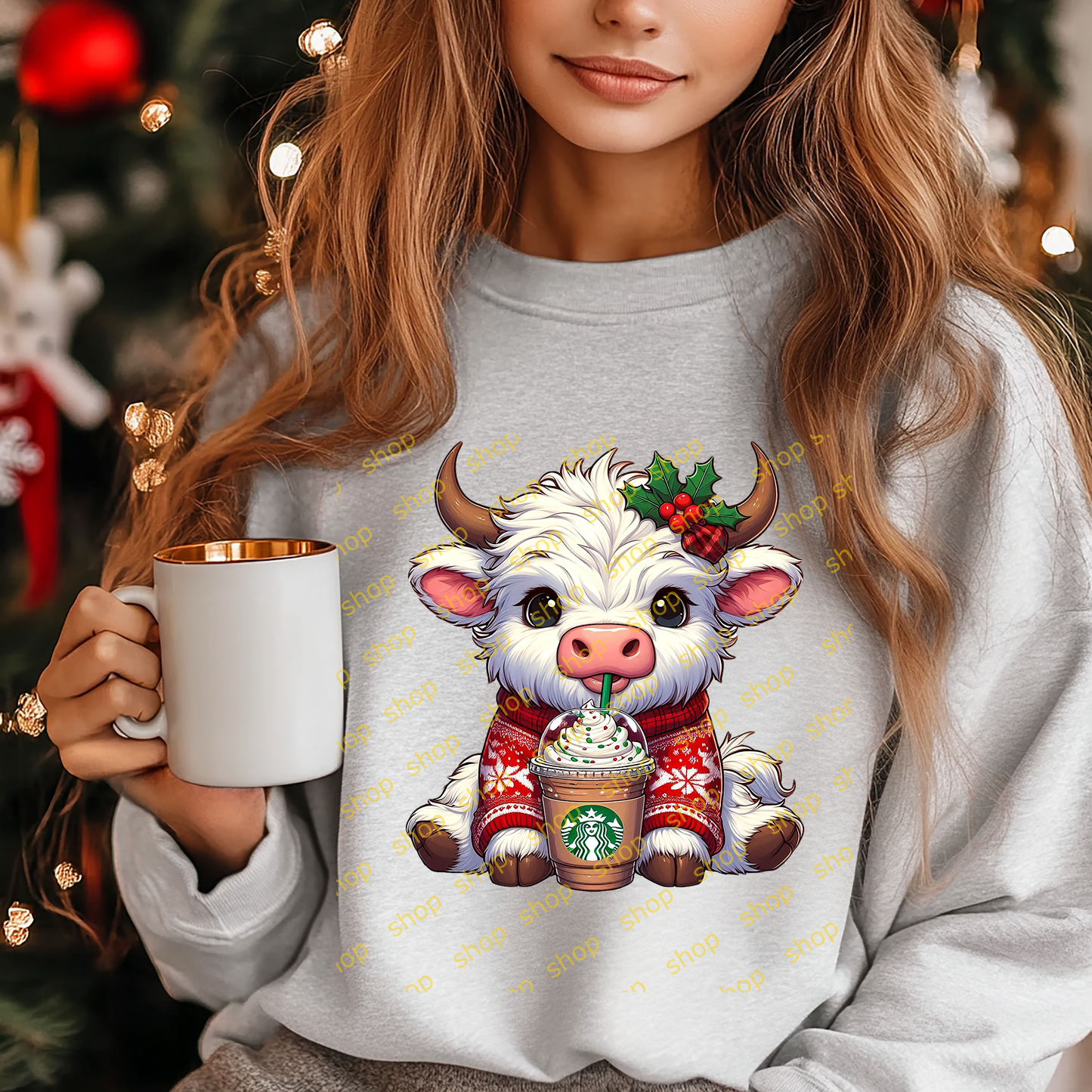 Christmas Cow with Coffee