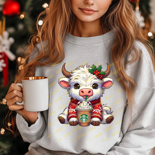 Christmas Cow with Coffee