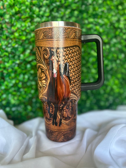 Horse black tumbler