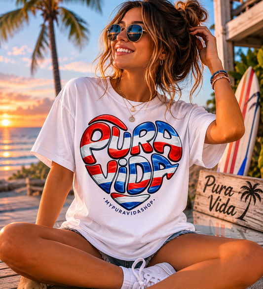 Pura Vida Heart Tee ❤️🇨🇷🌴