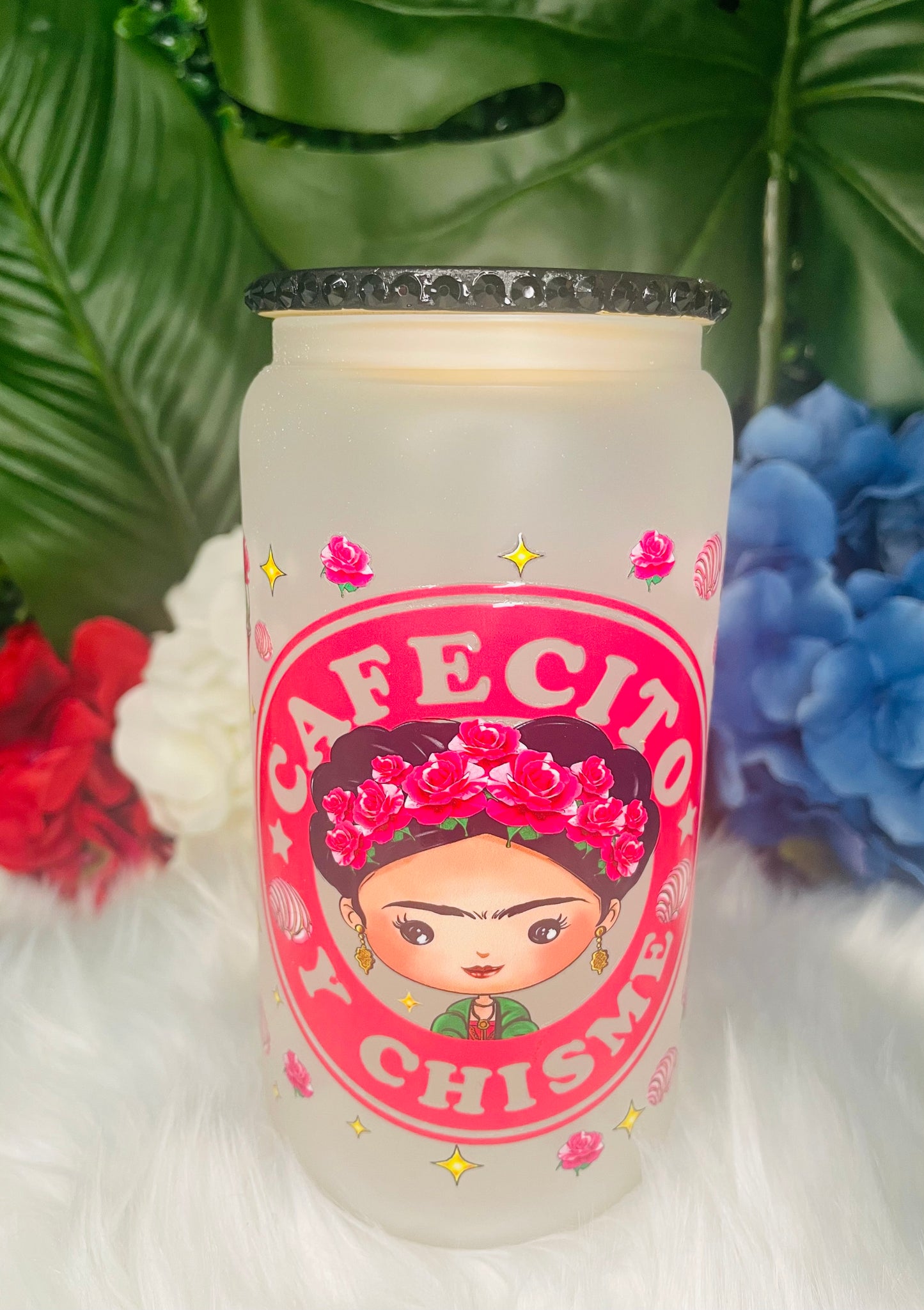 Frida cafecito y chisme | 16oz Glass