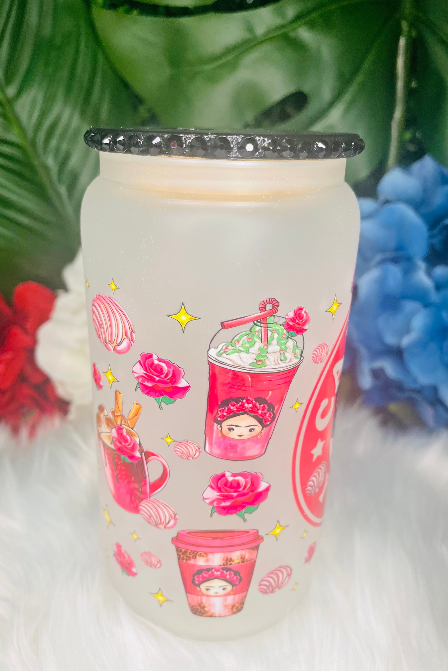 Frida cafecito y chisme | 16oz Glass